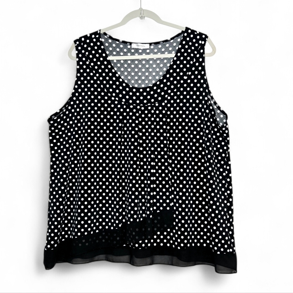 Dress Barn Sleeveless Top. Black/white Polka Dot. 2X